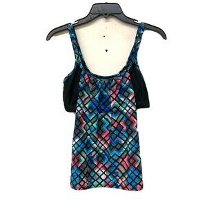 Go by Gossip Womens Multicolor Geometric Print Tankini Swim Top